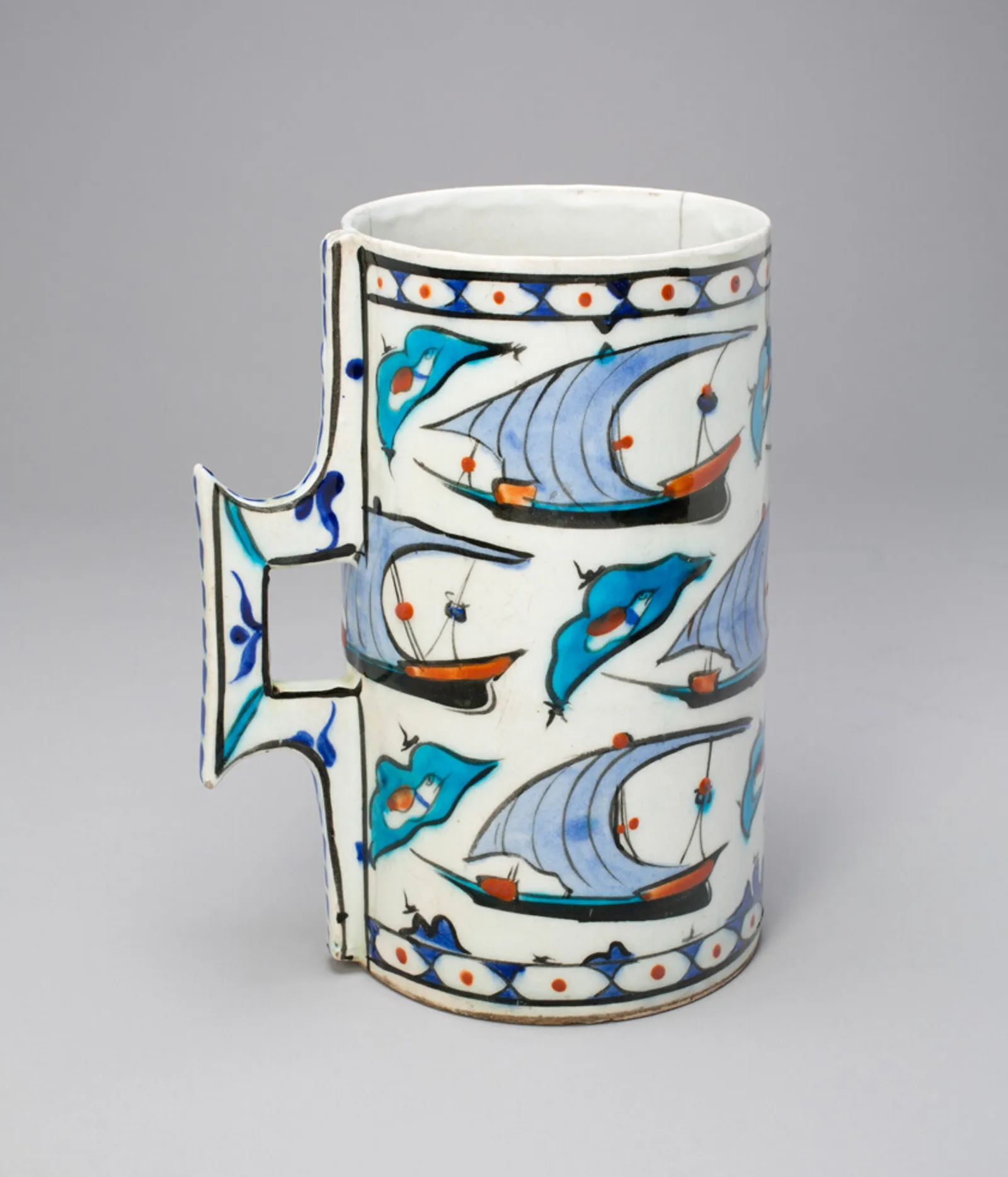 Tankard (Hanap) with Ships, Islamic, Ottoman dynasty (1299–1923), late 16th century